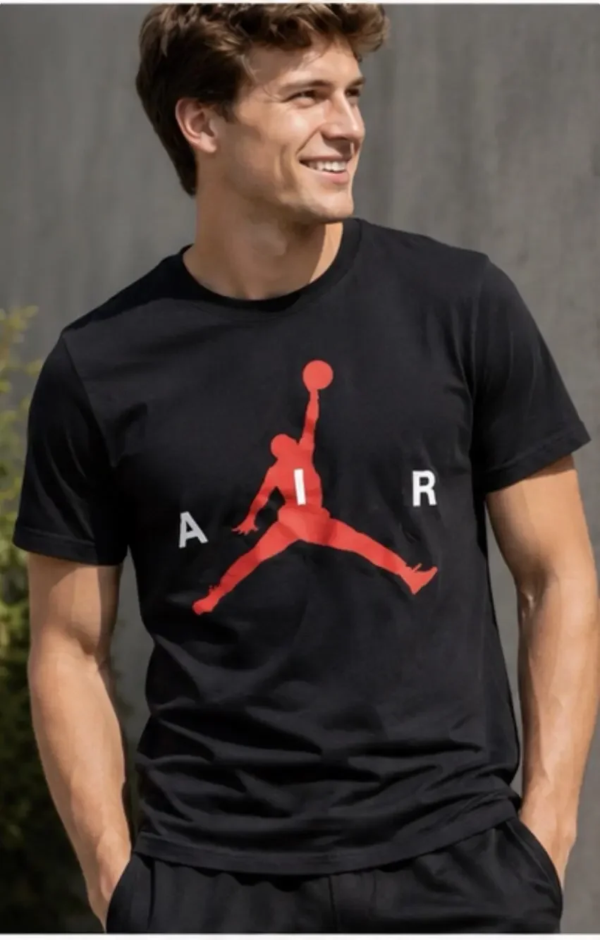 Jordan Air Jumpman Logo Graphic T-Shirt Black Red Men’s Size S